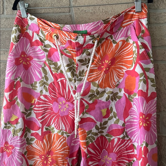 Sz 12 Lilly Pulitzer Palm Beach Fit Pants Wide Leg Linen Blend - Picture 2 of 9